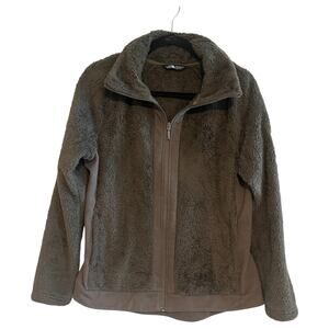 The North Face Full Zip Sherpa Furry Fleece Jacket Brown Gray Size Medium